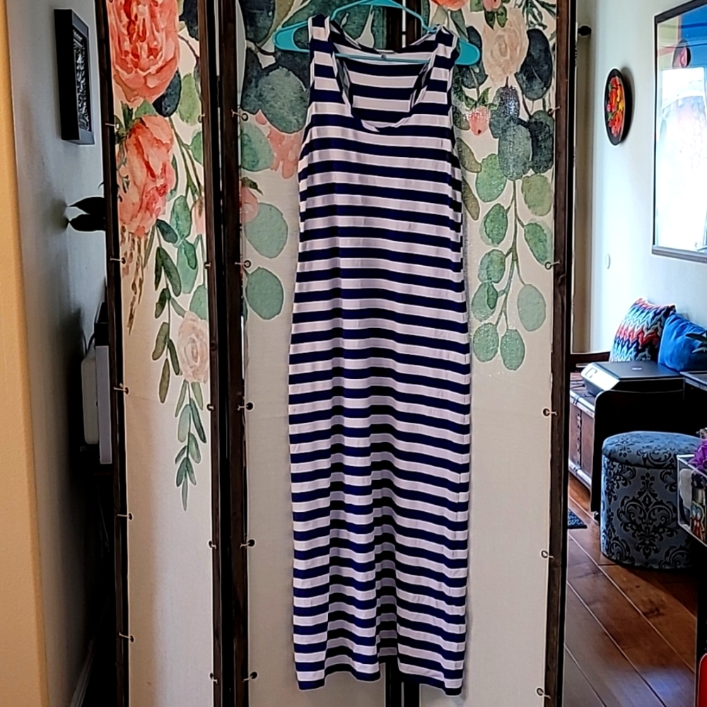 Maxidress  Navy/wht stripes L